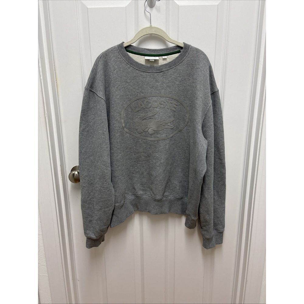 LACOSTEβ LOOSE-FIT OVERSIZED LOGO FLEECE SWEATSHIRT -MEN'S- GREY CHINE